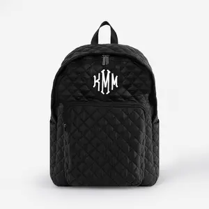 ML MARLEYLILLY Quilted Laptop Backpack with Monogramming Option - Diamond Quilted Design, Roomy Interior, Luggage Strap, Hand Wash Only