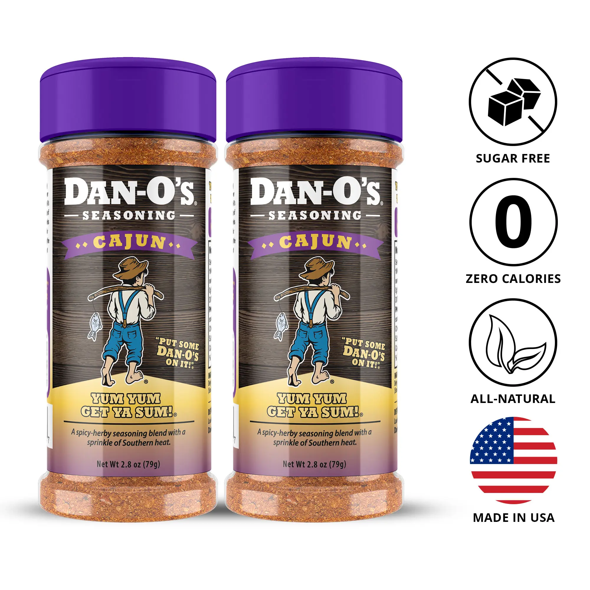 Dan-O's Seasoning Cajun - Small Bottle 2 pack (2.8 oz) - All-Purpose Seasoning great on meats and veggies