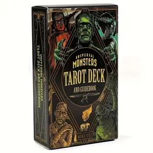 1 Set Monsters Tarot Deck - Divination Table Game, Family Party Entertainment Cards with Guidebook, Featuring Frankenstein, Dracula, and More - Ideal Gift for Monster Enthusiasts