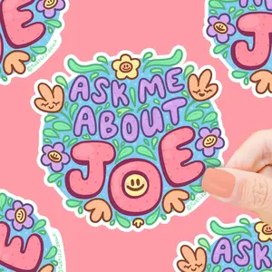 Turtle's Soup Ask Me About Joe Laptop Decal Vinyl Sticker Waterproof Dishwasher Safe Decor Decorative