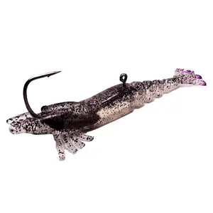 Marker 54 Jerk Shrimp - Slow-Sinking Shrimp Bait - 4" 2pk - Saltwater Fishing Lures with UV Glow & Lifelike Crayfish Lures - Backward Motion Design - Dual-Color Body - 110 Degree Leg Angle - Durable & Effective