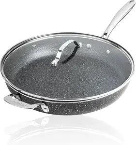14-In Ceramic Nonstick Frying Pan with Lid, Large Skillet for Sautéing & Everyday Cooking, Oven & Dishwasher Safe
