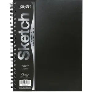 Poly Cover Sketch Book, Heavyweight, 9" x 12", Black, 75 Sheets