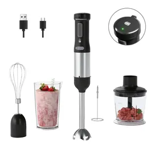 WhallPro Cordless Immersion Hand Blender, 5-in-1 Cordless Hand Blender Set – Rechargeable, One-Touch Control and Stainless Steel Blades for Smoothies, Shakes or Soups, Black