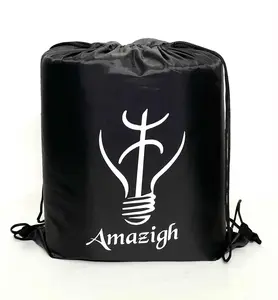2 Pack Amazigh Light Logo Thafath Custom Recycled Waterproof Drawstring Backpack Lightweight Gym Everyday Bag