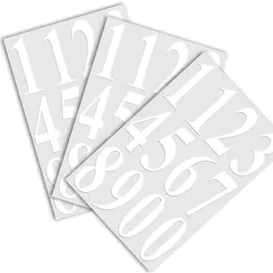 Cut White Vinyl Numbers Stickers 4 Inch Self Adhesive - 3 Sets -  Decal for Mailbox, Signs, Window, Door, , , Home, Business, Address Number, Indoor or Outdoor