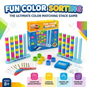 Color Stacking Challenge Board Game, Color Matching Puzzle Game, Enhances Kids' Thinking Speed and Motor Skills, Ideal Party Game