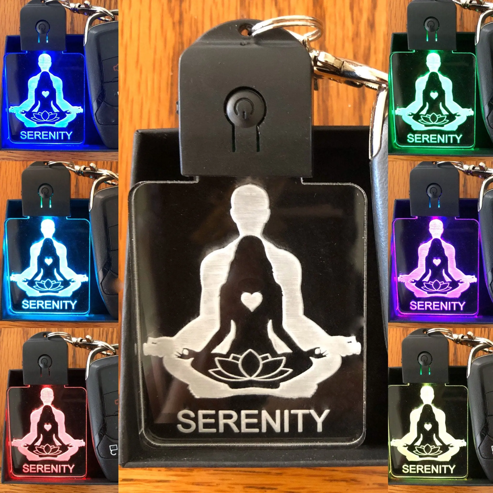 LED keychain - YOGA-Lotus Flower keychain in multicolors-SERENITY