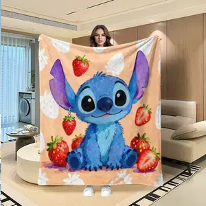 Sweet Strawberry Stitch Blanket, Creative Digital Print Flannel Throw, Best Gift for Thanksgiving, Valentine's Day, Christmas