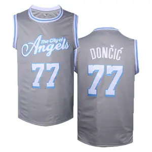Men's #77 basketball jersey, round neck breathable sports shirt, team T-shirt, fashionable top, try short sleeves. Essential summer basketball jersey