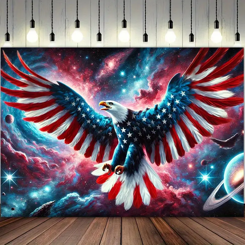 Neon,Nature,Bohemian,Sun,American Flag Eagle Polyester Americana Tapestry - Photography Backdrop, Party Banner, Indoor-Outdoor Home Decor, Studio Prop for Holiday Celebrations, Personalized Wall Hanging Gift, Americana Tapestries