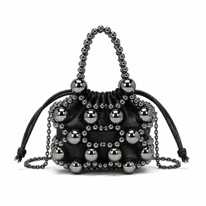 Black Handbag for Women – Chic Crossbody & Evening Bag, Lightweight Chain Shoulder Bag, Compact Drawstring Pouch, Modern Fashion Accessory for Daily Use and Special Occasions