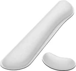 Enlarge Keyboard Wrist Rest Pad,Memory Foam Set Wrist Cushion SupporEnlarge Keyboard Wrist Rest Pad,Memory Foam Set Wrist Cushion Support for Easy Typing & Pain Relief,Mouse Wrist Pad,Anti-Slip Wrist Support for Gaming,Computer, Laptop, Office,Ivory White