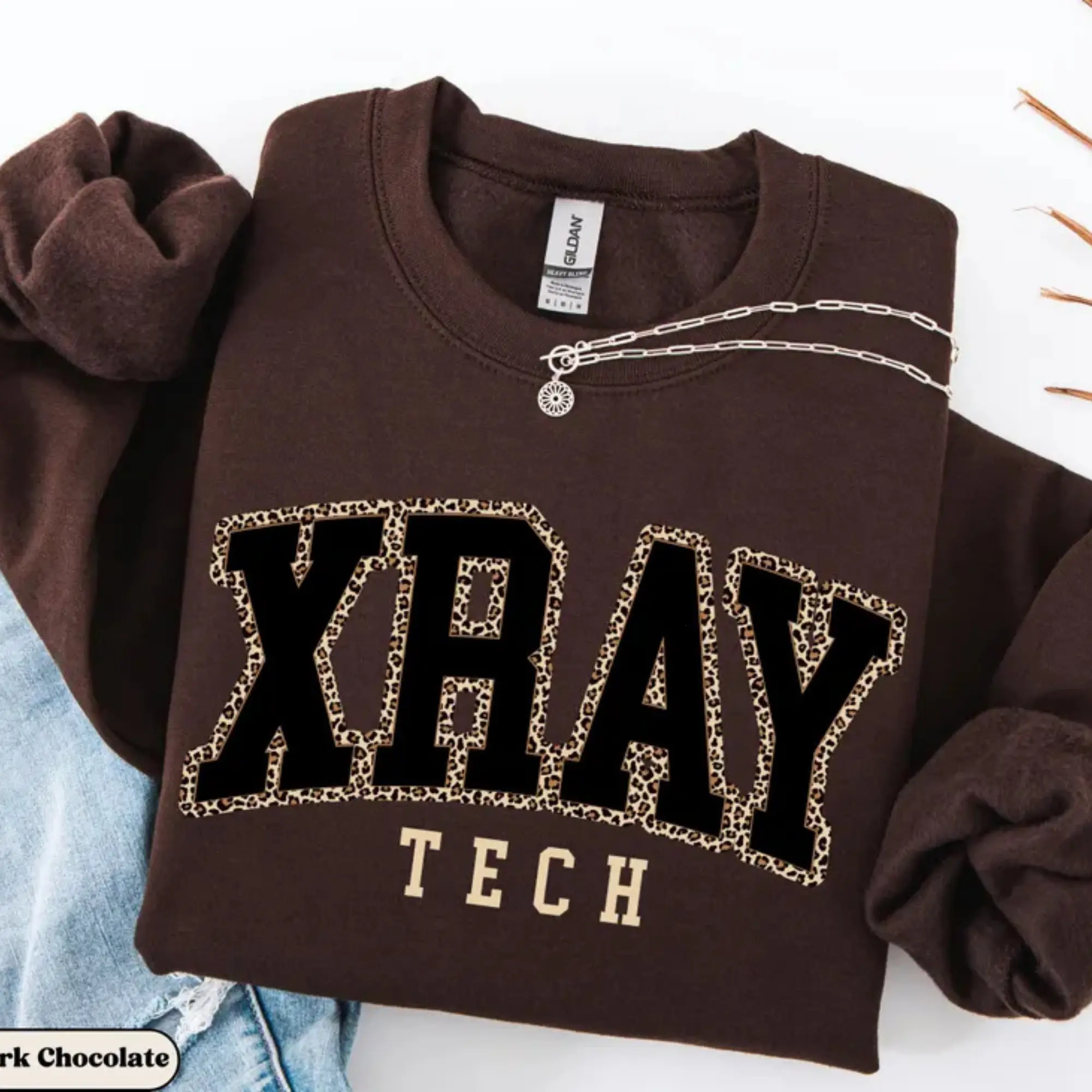 Xray Tech Sweatshirt, Radiology Leopard Cheetah Print Sweater, Rad Tech Shirt, X-Ray Tech Crewneck, Radiologic Technologist Department Gift