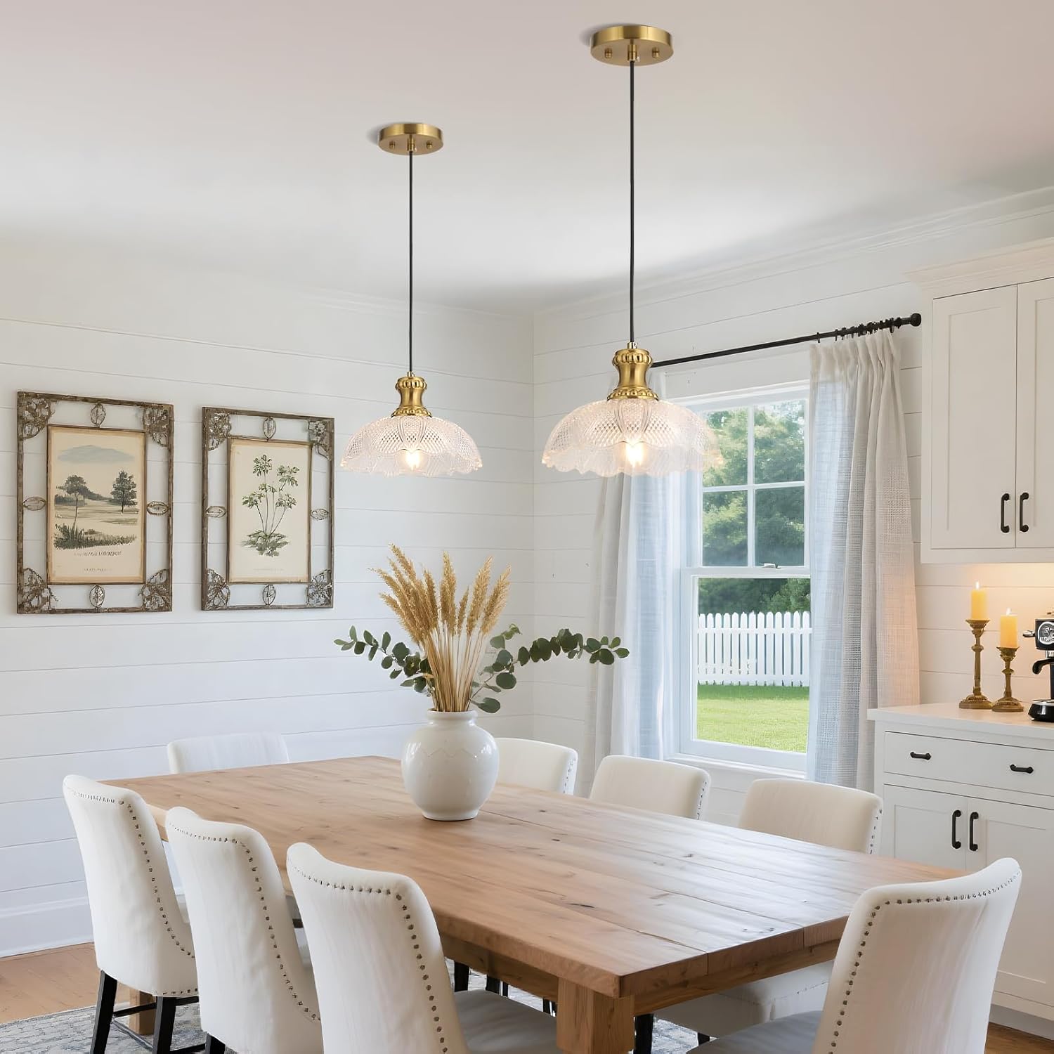 Island Pendant Lights for Kitchen, Clear Glass Pendant Light Fixtures, Modern Farmhouse Hanging Light for Kitchen Island Sink Dining Room Bedroom Cafe Bar, E26 Base (Transparent, 1 Pack)