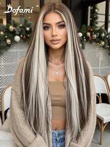 Long Straight Lace Front Wig, Synthetic Lace Wig, No Glue No Trace, Natural Style, Heat Resistant Fiber Full Head Cap, Suitable for Daily Wear, Lace Frontal Wigs, Glueless Wigs