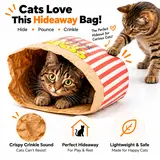 Popcorn Crinkle Cat Hideaway Tunnel Bag, Double-Layer Kraft Paper Peekaboo Cat Toy, 29.53 ×13.78 in, Makes Crinkly Rustling Sounds When Scratched, Foldable Easy Storage for Indoor Cats