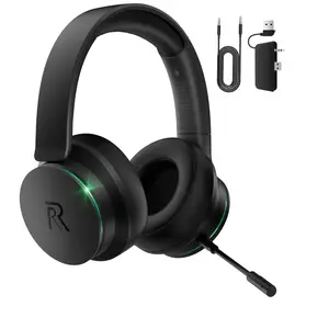 FONHAID 2.4GHz Wireless Gaming Headset for Xbox, PS5, Switch, Bluetooth Gaming Headphones with Detachable Noise Canceling Mic, 45H Battery, Red