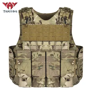 Yakeda VT-8770 Tactical Vest 500D Nylon with PP Webbing Camouflage Design Scoop Neck Protective Gear