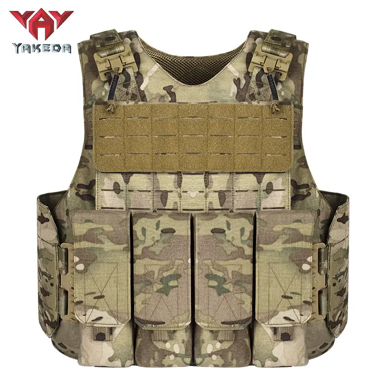 YAKEDA Tactical Chest Vest - Model VT-8770, Camouflage 500D Nylon Protective Gear with Military Patch Area and PP Webbing