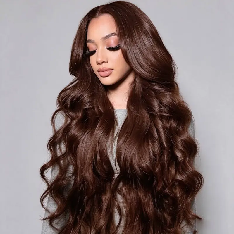 LYSILF 13x6 HD Transparent 30 Inch chocolate brown body wave Wig Human Hair 99j Body Wave Lace Front Wigs Human Pre Plucked 200 Density Real Human Hair
