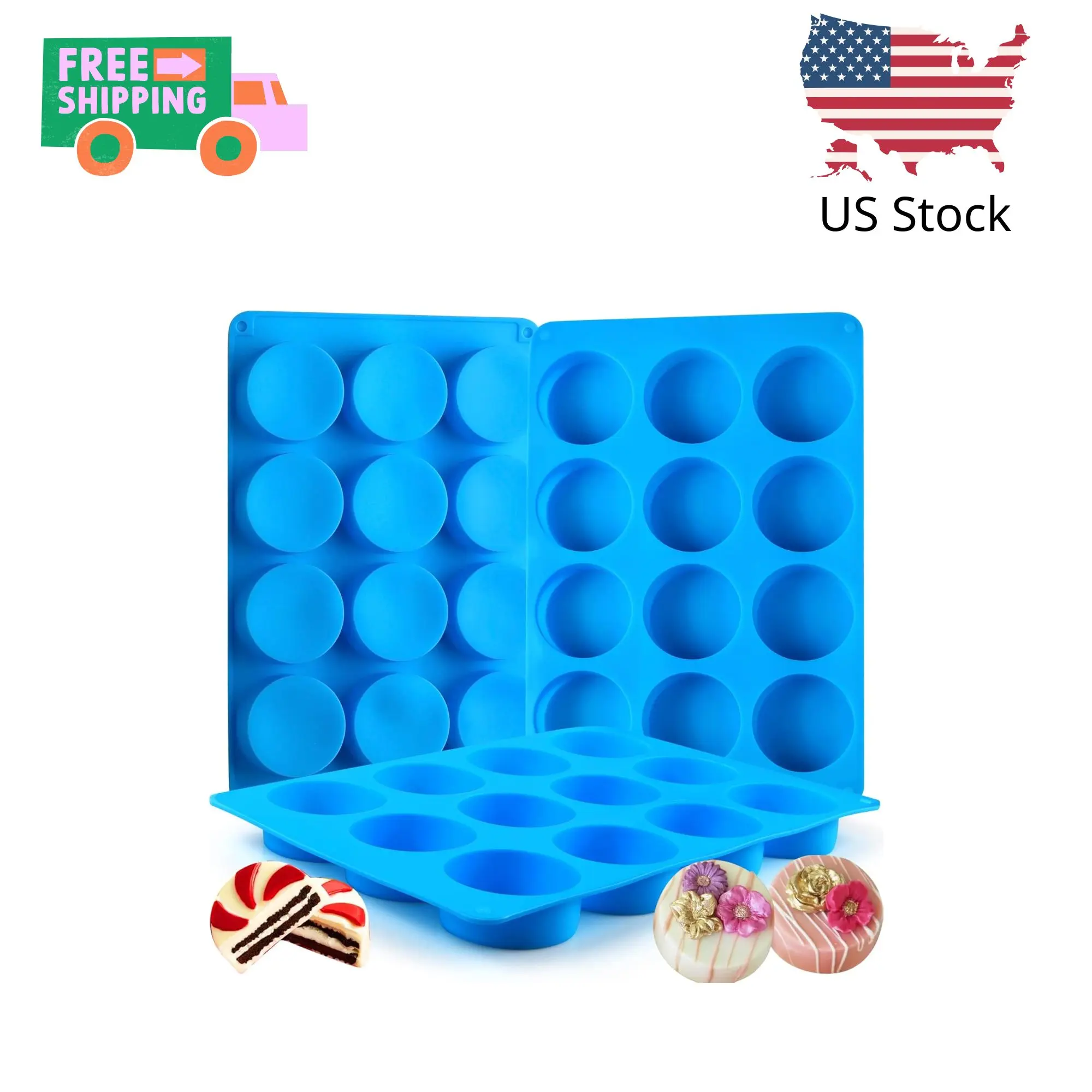 3Pcs Oreo Cookie Chocolate Silicone Mold, 12-Cavity Round