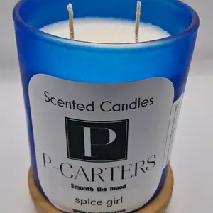 Spice Girl  Scented candle Smooth the Mood Blue Glass Jar 2-Wick Candle for Home Aroma