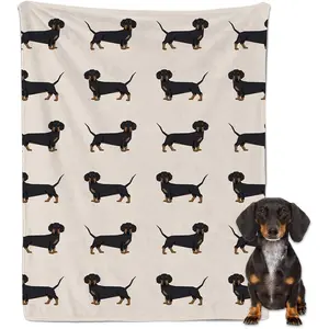 Cute Wiener Dog Dachshund Throw Blanket Fannel Fleece Super Soft 50x60 Inch for Bed Couch Sofa Perfect Gift for Valentines Christmas Halloween Thanksgiving High-Quality Flannel Soft Comfortable All Seasons