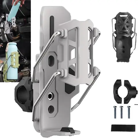 Self-Adjusting Cup Holder, 360° Rotatable Auto-Lock Self Adjusting Cup Holder, Bike Cups Holders Drink Holders, Adjustable Handlebar Crash Bar Mount Cups Cage for Cycling, Motorcycles