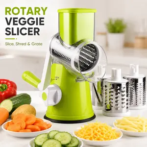 MIUVA Multifunctional Vegetable Chopper, Manual Rotary Cheese Grater and Potato Slicer, Hand Crank Mandoline Vegetable Cutter Kitchen Gadget for Cheese, Veggie, Salad Meal Prep