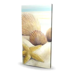 360 Stand 24x48 in. Coastal Chic Beach Scene Starfish & Seashells Wall Artwork, 360-Degree Rotatable Stand, Artistic Home Decor for Beach Living Room, Ocean Inspired Design, Bedroom Decor Ideas, Decoration