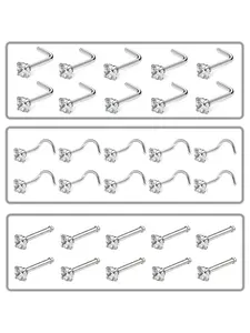 10Pcs Nose Studs for Women & Men, Fashion Jewelry, Hypoallergenic Surgical Steel Nose Rings, AAA+ CZ Nose Stud 20G, Perfect Gift
