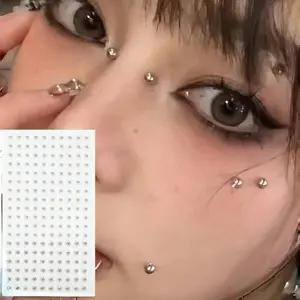 180pcs Waterproof Fake Piercing Kit, Self-Adhesive Lip, Eyebrow, Nose Rings & Belly Jewelry, Non-Pierced Body Jewelry Set
