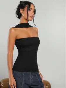 Sexy sleeveless backless strapless tank top for summer; a flattering and elegant strapless tank top, suitable for the office or everyday wear, Casual Fitted Sleeveless