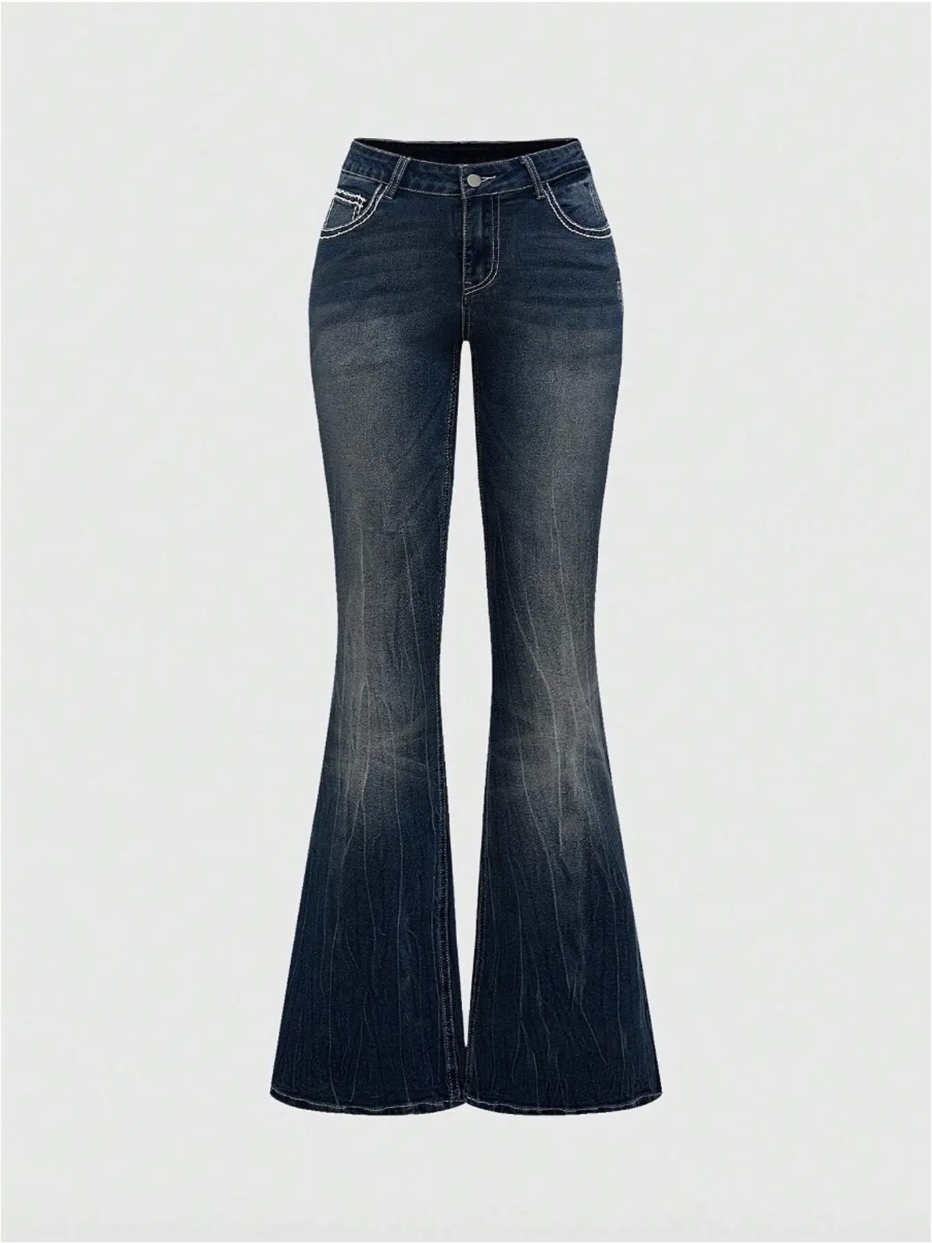 Grunge Punk Y2K Retro Poket Cross Wings Embroidered Flare Leg