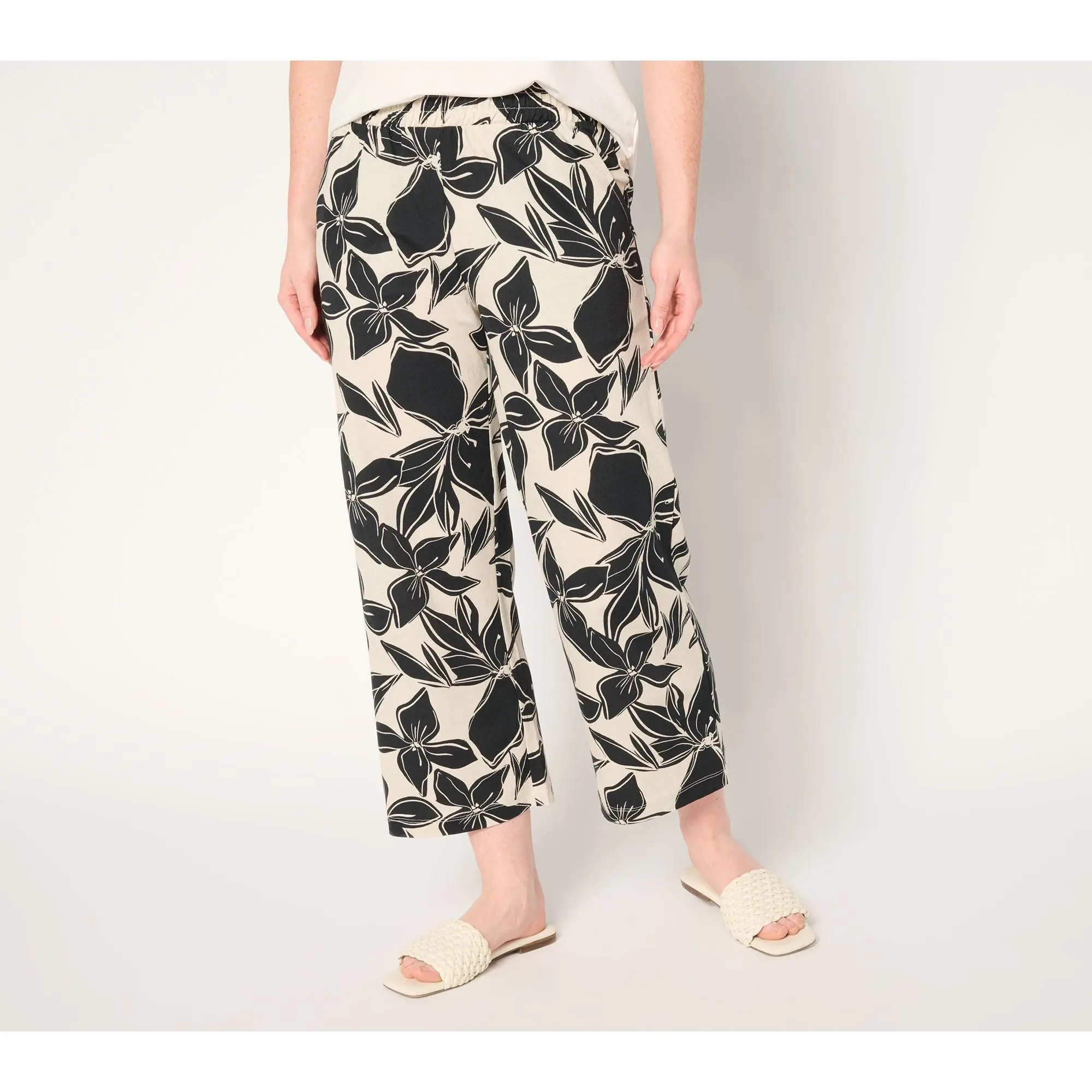 Belle Beach by Kim Gravel Tall Cabana Knit Hibiscus Cropped Pant