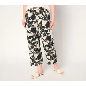 Belle Beach by Kim Gravel Regular Cabana Knit Hibiscus Cropped Pant