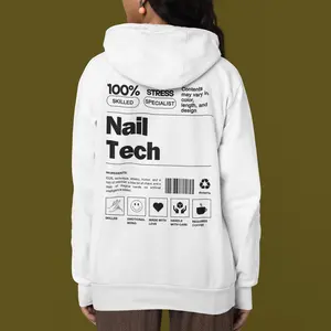 Nail Technician Hoodie, Barcode Nail Tech Hoodie, Unique Nails Artist Hoodies, Nail Barcode Graphic Hoodies, Trendy Nails Tech Hoodie