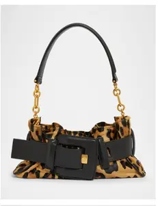 Pre-owned Balmain Leather and Pony Hair Shoulder Bags Pony Hair Leopard Mini Anthem Bag New
