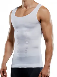 Men's Solid Plain Compression Shapewear Tank Top, Sleeveless High Stretch Tummy Control Shaper Vest, Sporty Summer Wear, Men's Shapewear for Summer