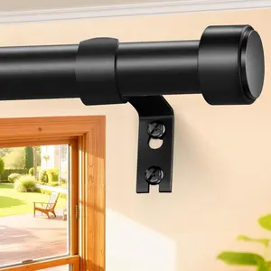 Curtain Rods 72-144 Inch, 1" Heavy Duty Adjustable Curtain Rod for Windows, Black Extra Long Window  Rod, Modern Design, Easy Installation