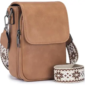 Small Crossbody Bags for Women Trendy,Leather Triple Compartment Cell Phone Crossbody Wallet Purses with Card Slots