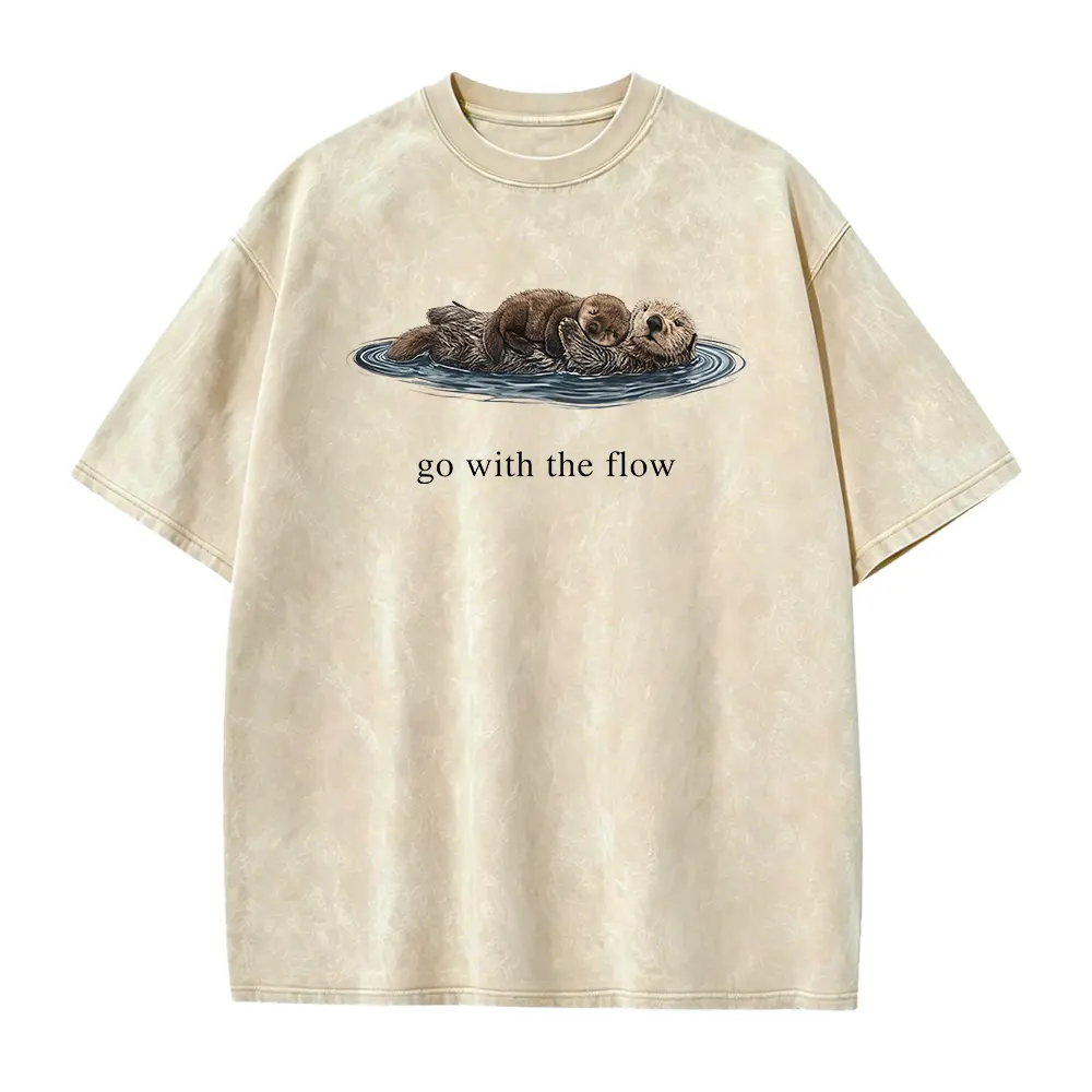 Vintage Go With The Flow Otter T-Shirt, Funny Animals Tee