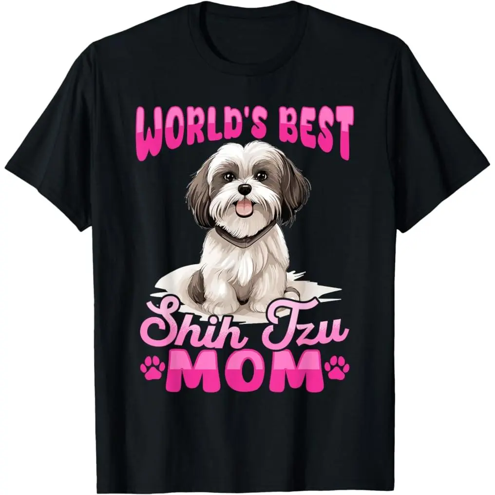 Shih Tzu Hsi Shih Dog Pet Dog Breed Best Shih Tzu Mom T-Shirt for Men Women Cotton Tee
