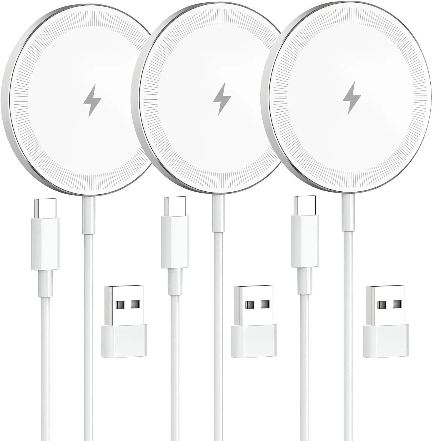 3-Pack 15W Magnetic Wireless Charger: Fast Charging Pad for iPhone Air 17 16 15 14 13 12 Pro Max, Samsung Galaxy S26 S25, Google Pixel 10, AirPods-Slim Portable for Desk Bedside Travel-White