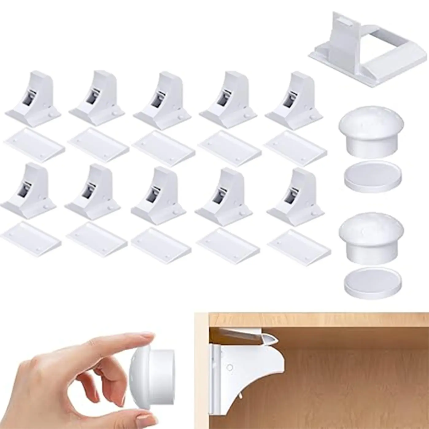 Child Safety Adhesive Magnetic Cabinet Locks,Magnetic Drawer Locks(10 Locks and 2 Keys),No Drilling or Screws Fixed | Keeps dangerous things away from kids