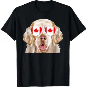 Clumber Spaniel Dog Canada Flag Sunglasses T-Shirt