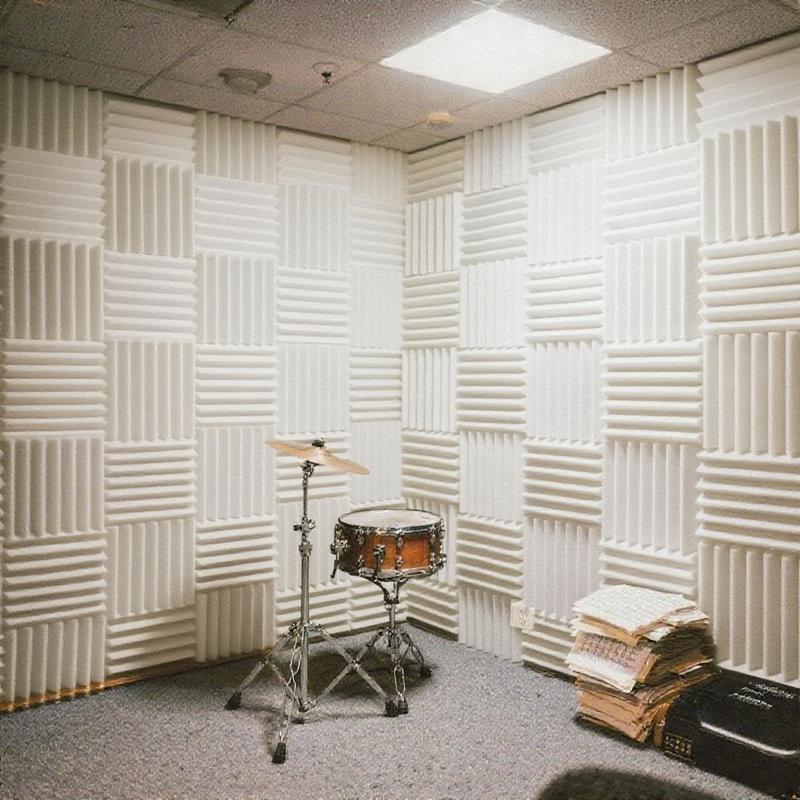 12/24/48PCS Black/White Acoustic Foam Panel Wedge Studio Soundproofing Wall Tiles, Sound Absorbing Panels For Ceiling Reading Room Meeting Room Study Library Club Cinema Music 12"X12"X1"