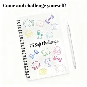 75 Soft Challenge Journal Planner A4 Size - Time Management & Efficiency Improvement Record Book - Spiral Weekly and Monthly Calendar Planners Note Book Office Stationery & Supplies