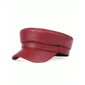 Fashionable & Versatile Solid Color PU Leather Beret